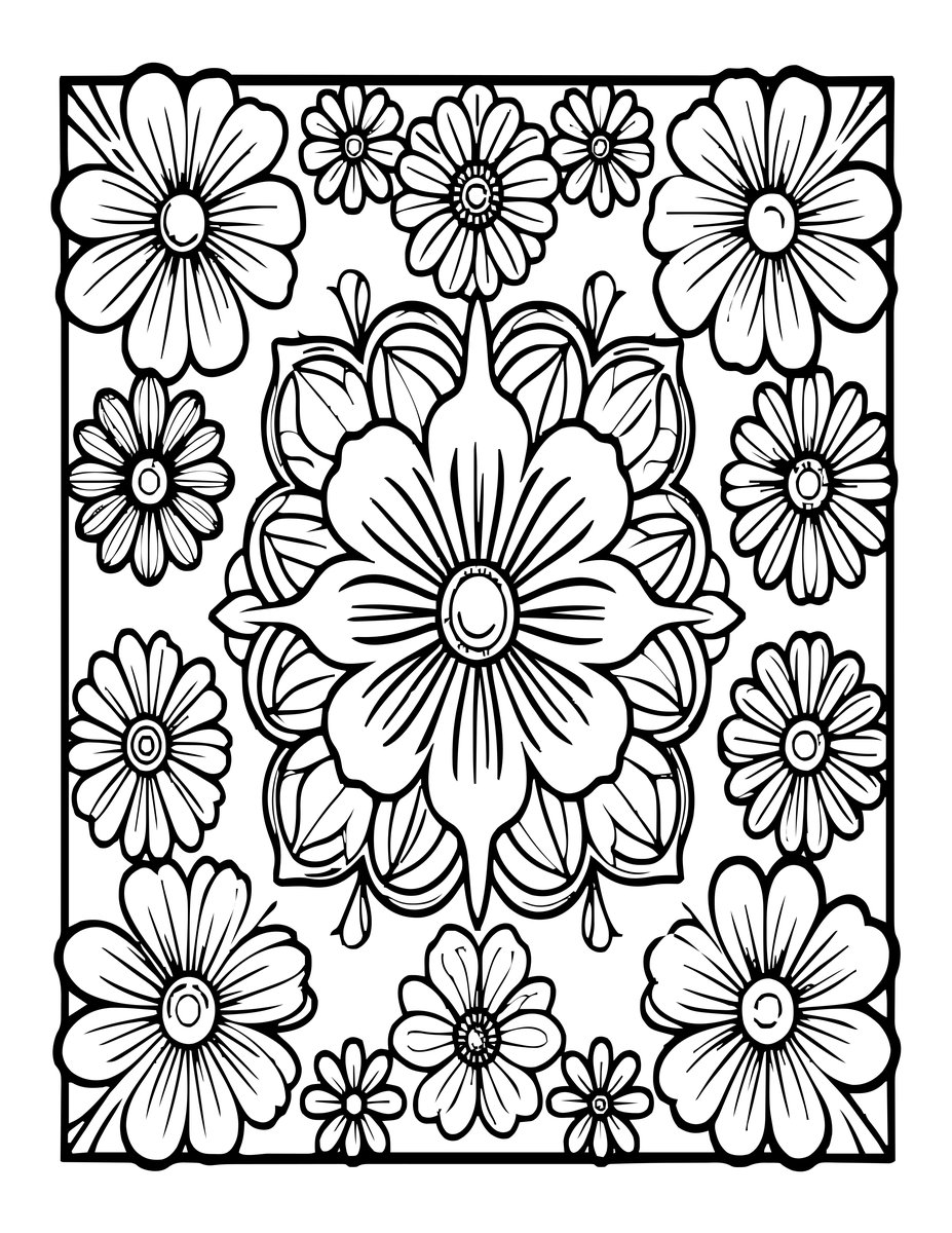 Pressed Flower Stationery - free printable coloring page