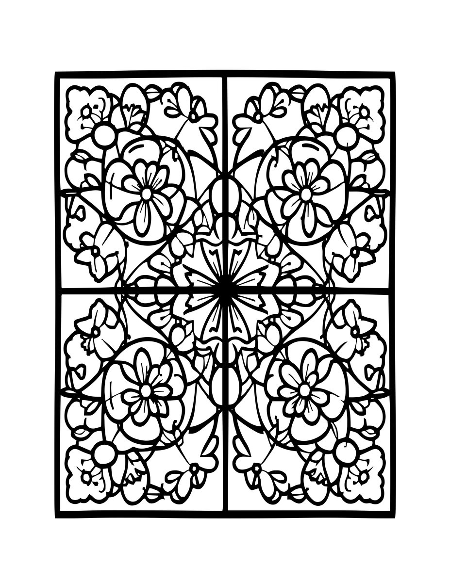 Pressed Flower Card - free printable coloring page