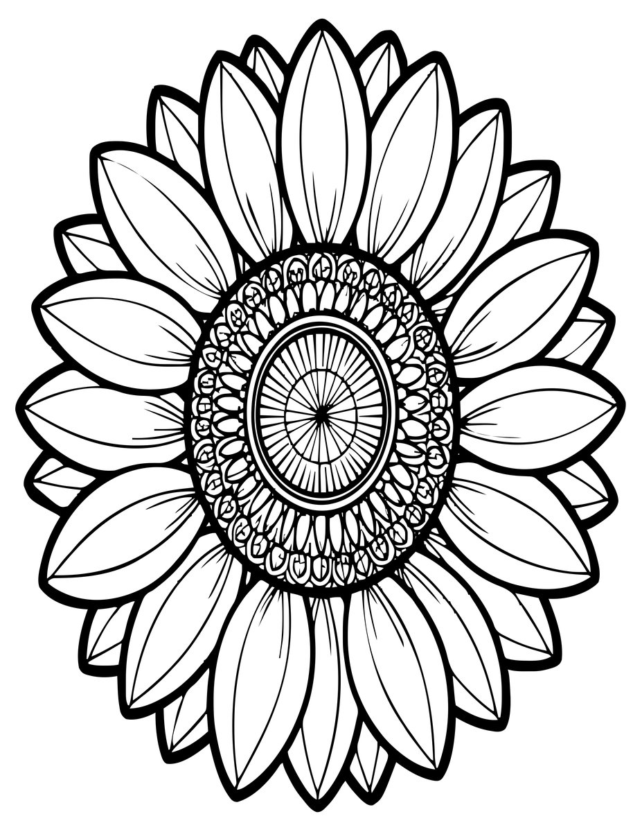 Pressed Sunflower - free printable coloring page
