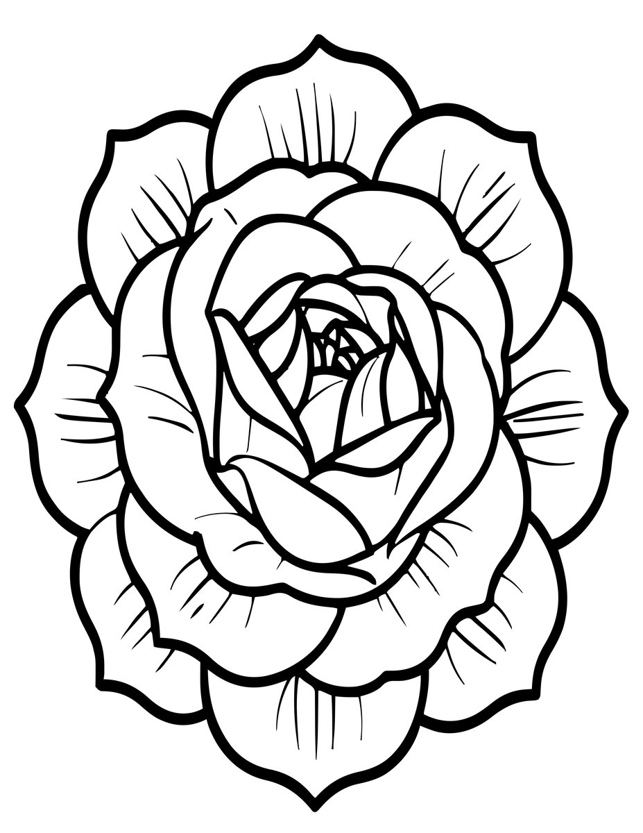 Pressed Rose - free printable coloring page