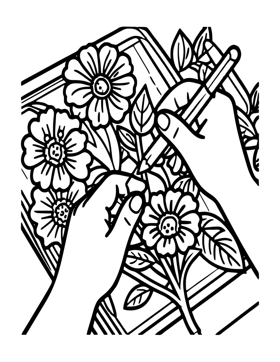 Flower Pressing Workshop - free printable coloring page