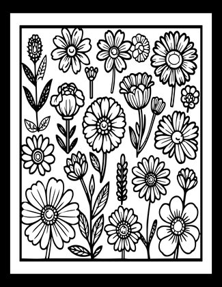 Pressed Flower Frame - Free printable coloring page