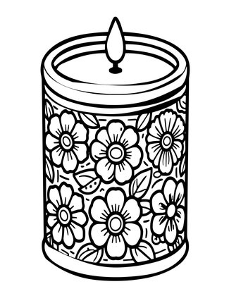 Pressed Flower Candle - Free printable coloring page