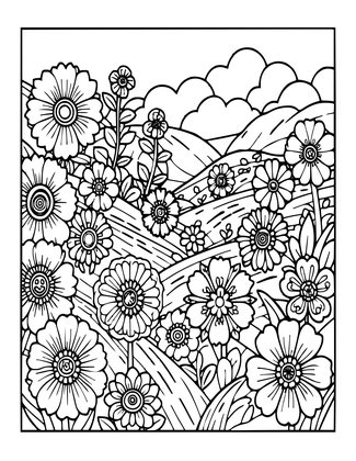 Pressed Flower Art - Free printable coloring page