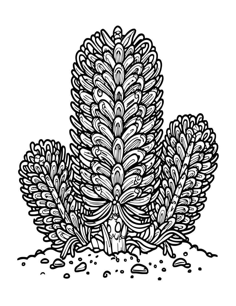Banksia After Fire - free printable coloring page