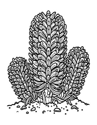 Banksia After Fire - Free printable coloring page