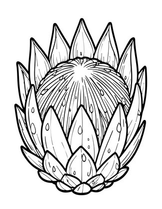 Protea in Rain - Free printable coloring page