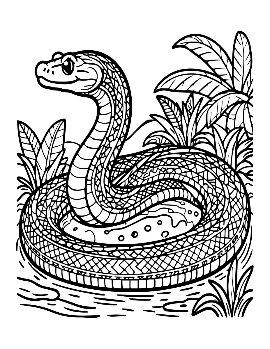 Anaconda - free printable coloring page