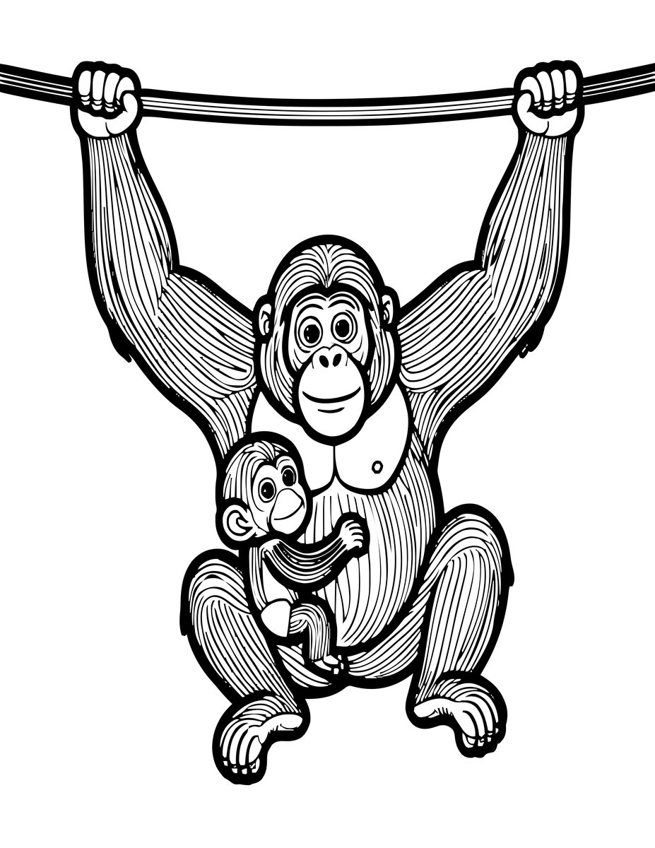 Orangutan - free printable coloring page