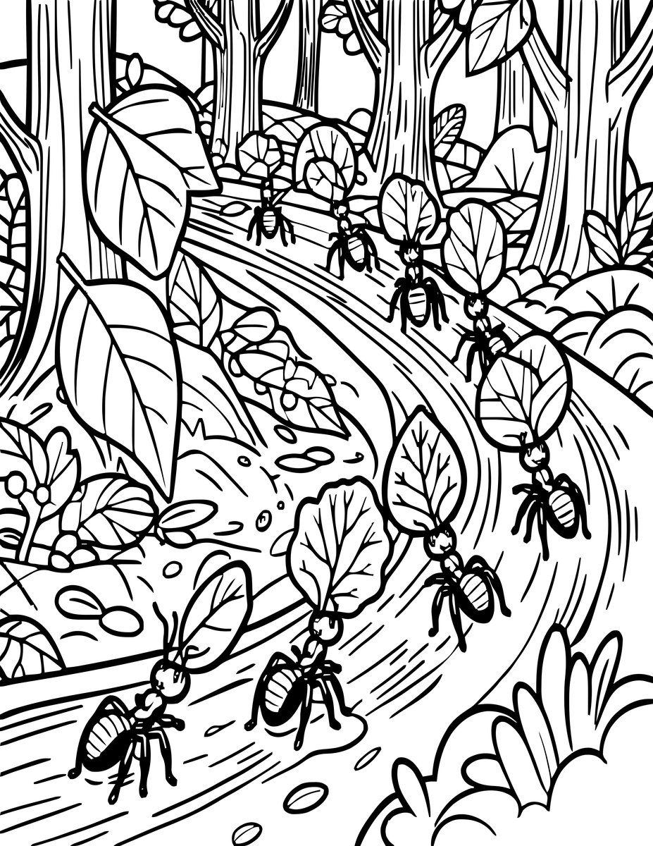 Leaf-Cutter Ants - free printable coloring page