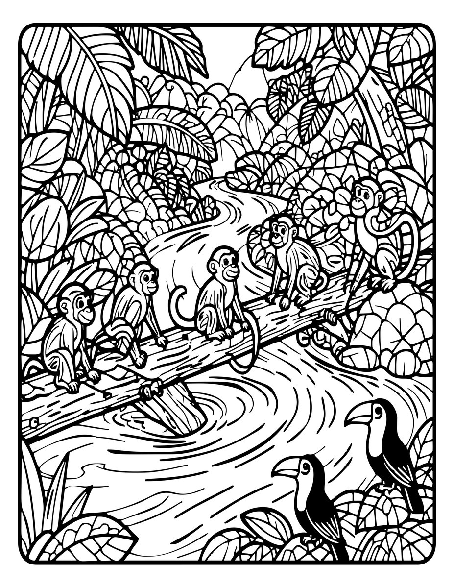 River Crossing - free printable coloring page