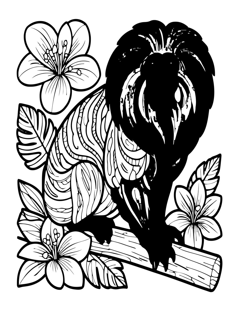 Tamarin Monkey - free printable coloring page