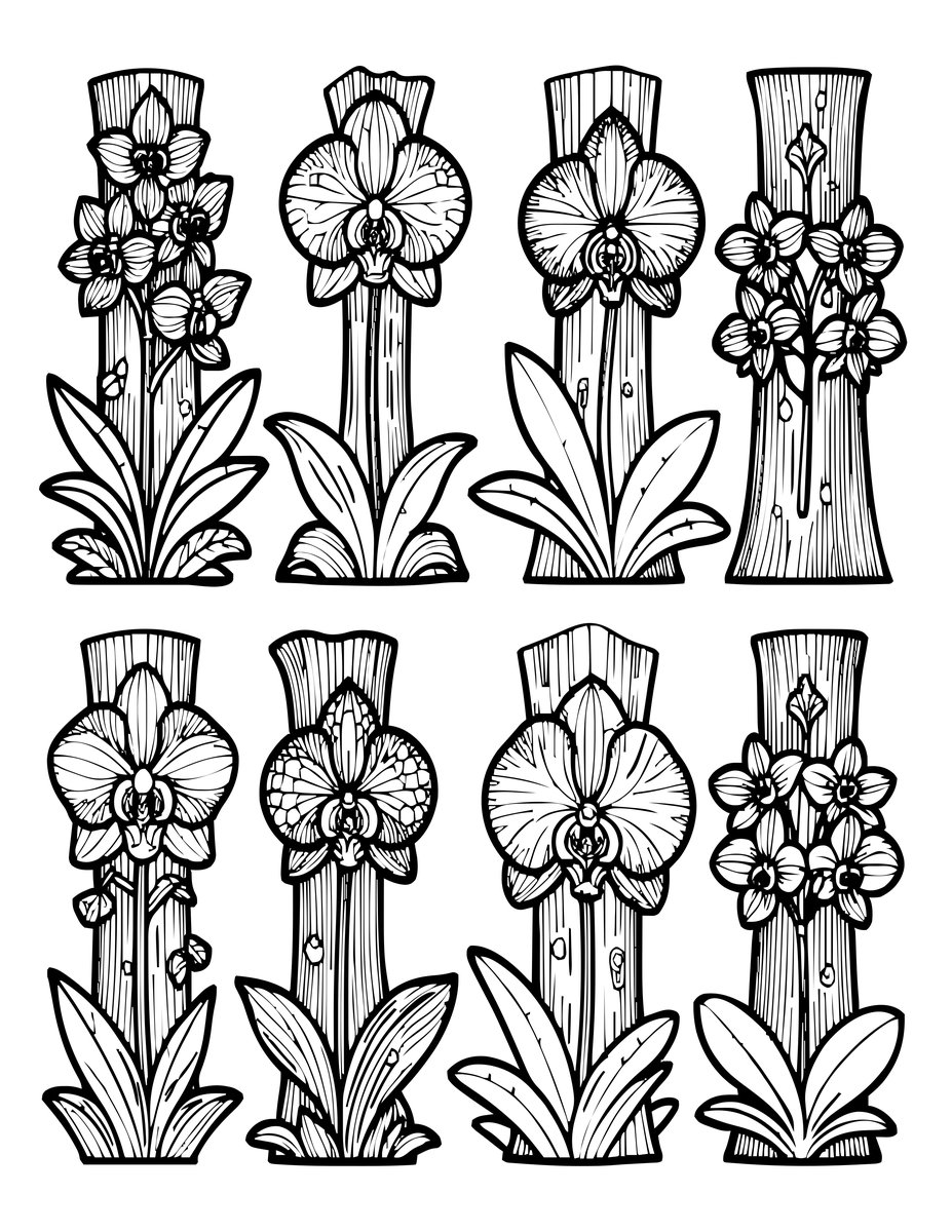 Orchid Collection - free printable coloring page