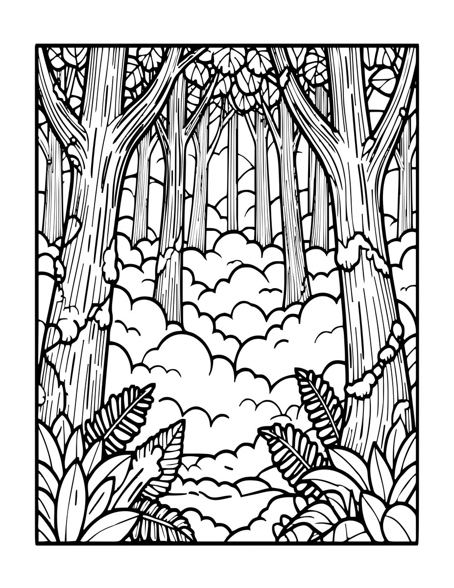 Cloud Forest - free printable coloring page