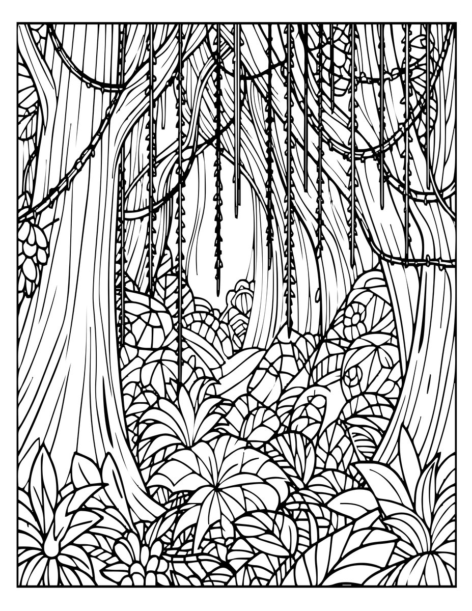 Hanging Vines - free printable coloring page