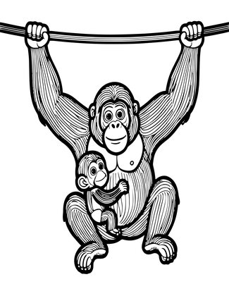 Orangutan - Free printable coloring page