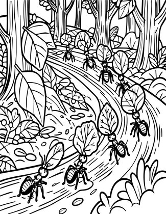 Leaf-Cutter Ants - Free printable coloring page