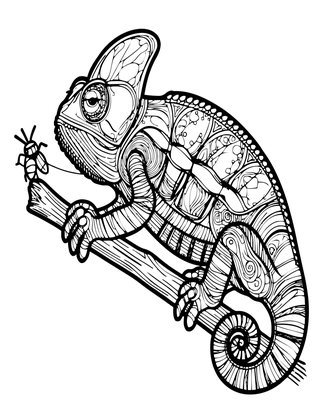 Chameleon Hunt - Free printable coloring page