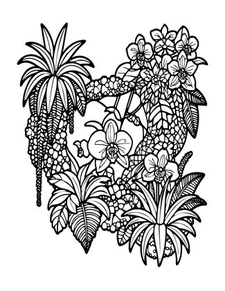 Epiphyte Garden - Free printable coloring page