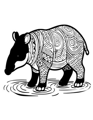 Tapir - Free printable coloring page