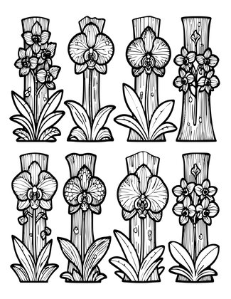 Orchid Collection - Free printable coloring page