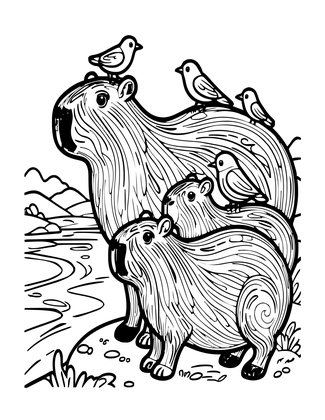Capy bara - Free printable coloring page