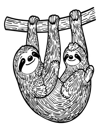 Sloth - Free printable coloring page