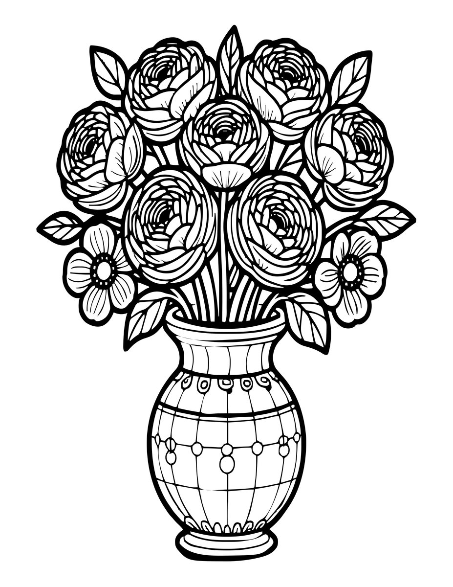Spring Table - free printable coloring page