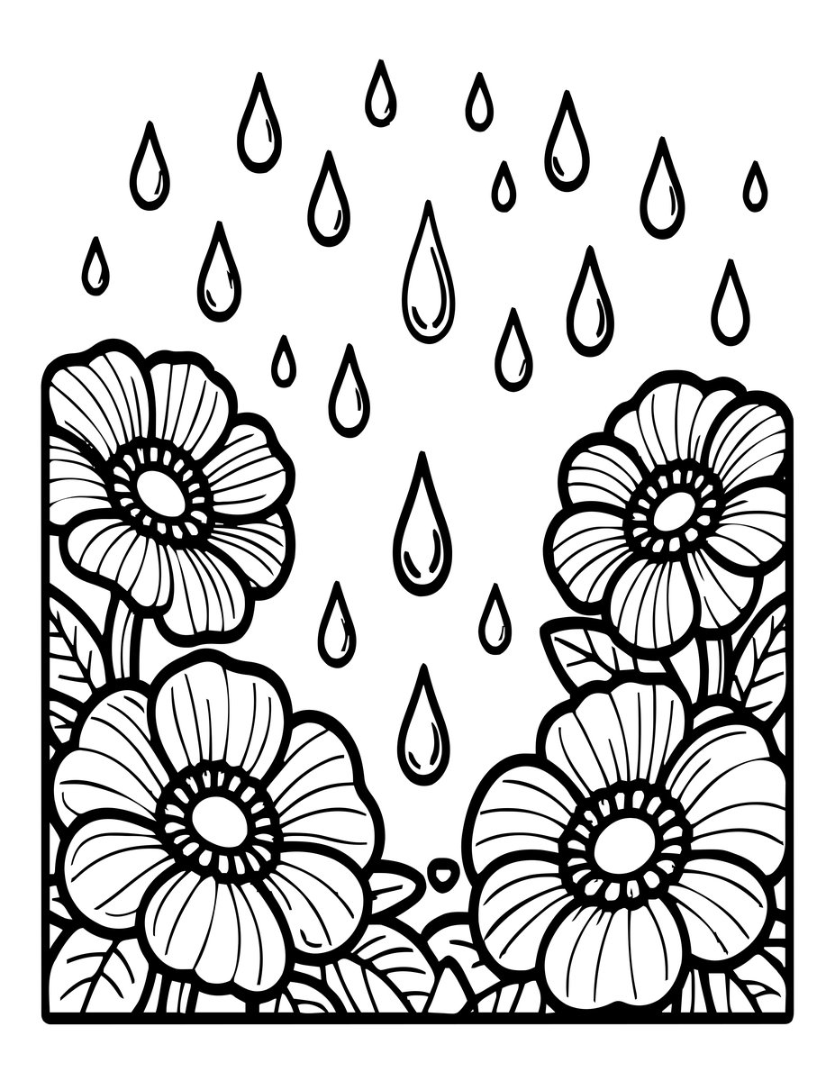 Rain Shower - free printable coloring page