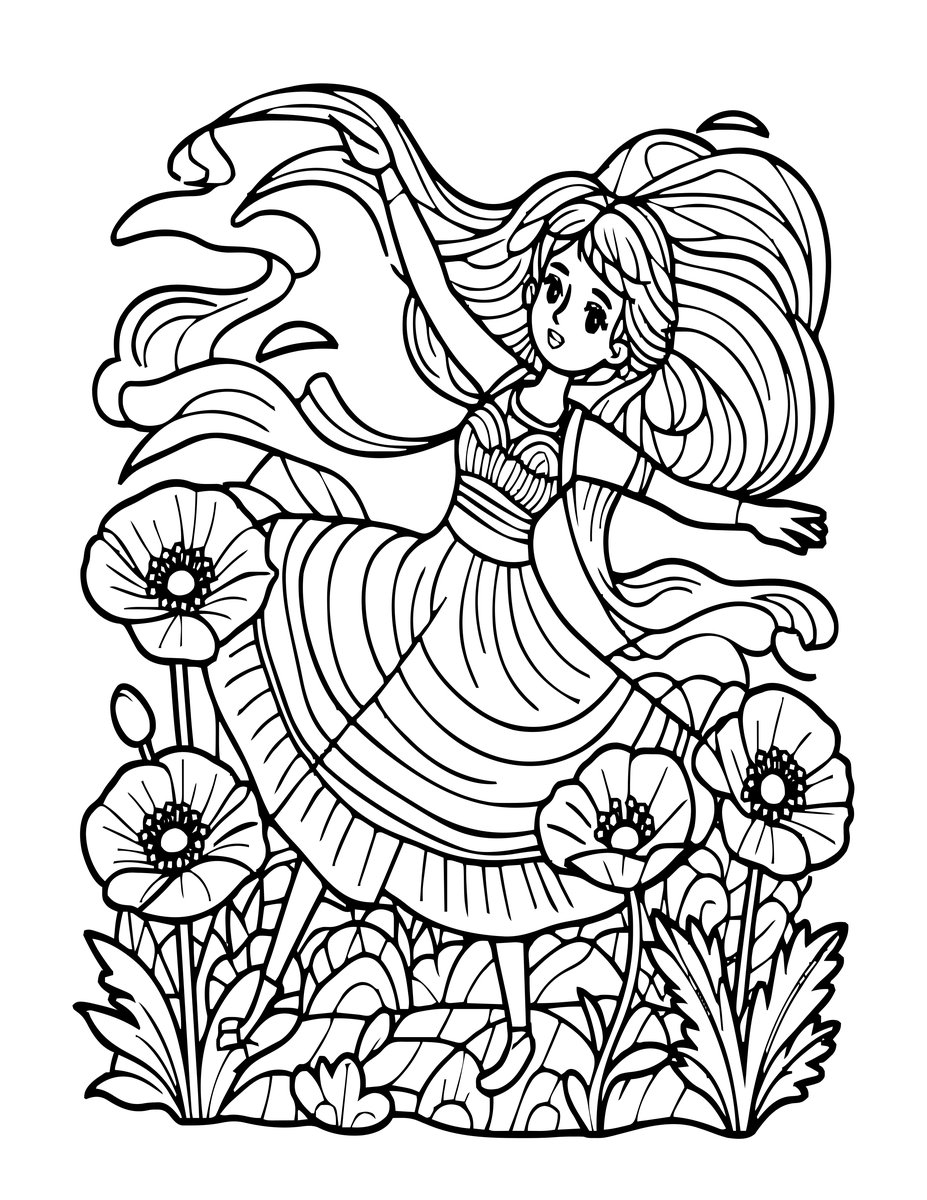 Poppy Anemone - free printable coloring page