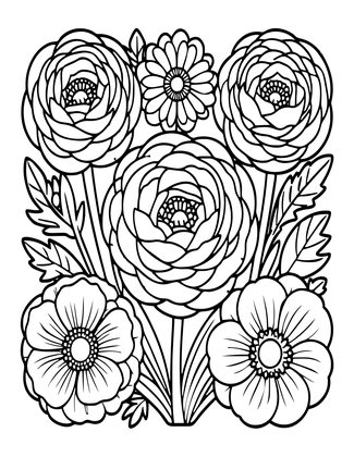 Pressed Flowers - Free printable coloring page