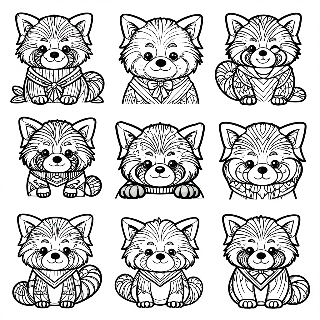 Red Pandas coloring pages collection - 30 free printable pages