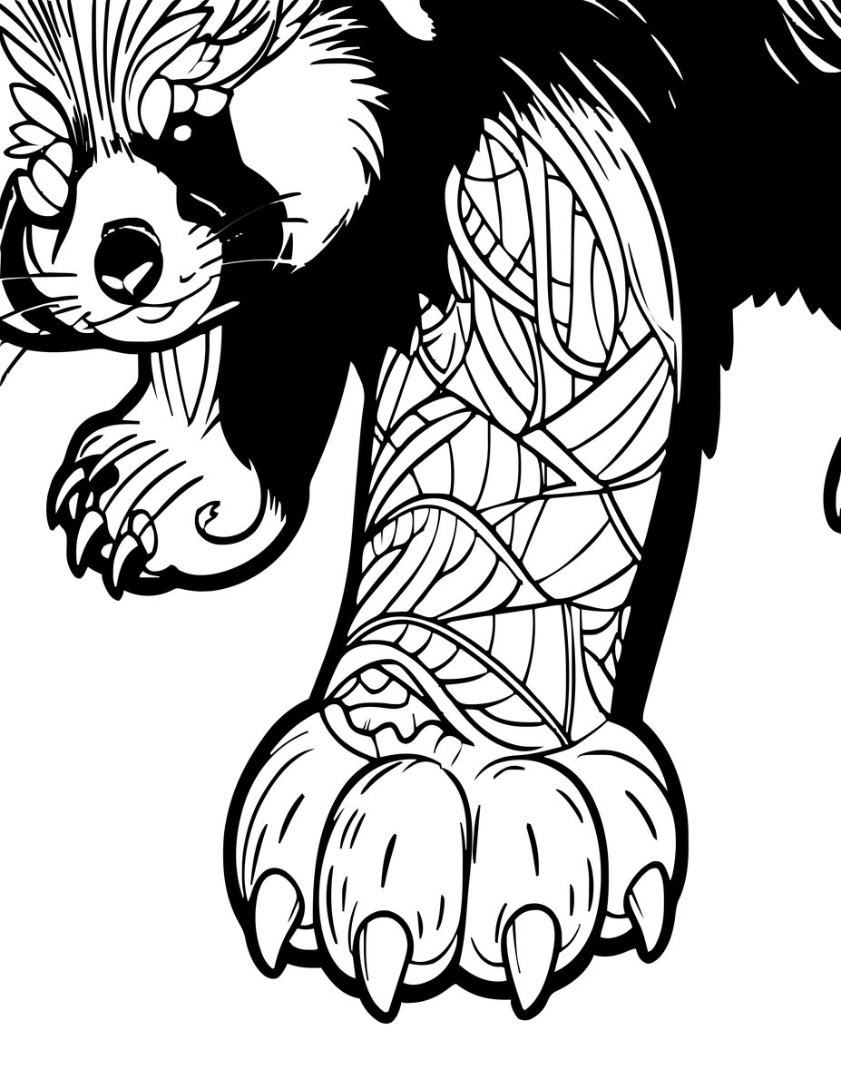 Red Panda Paw - free printable coloring page