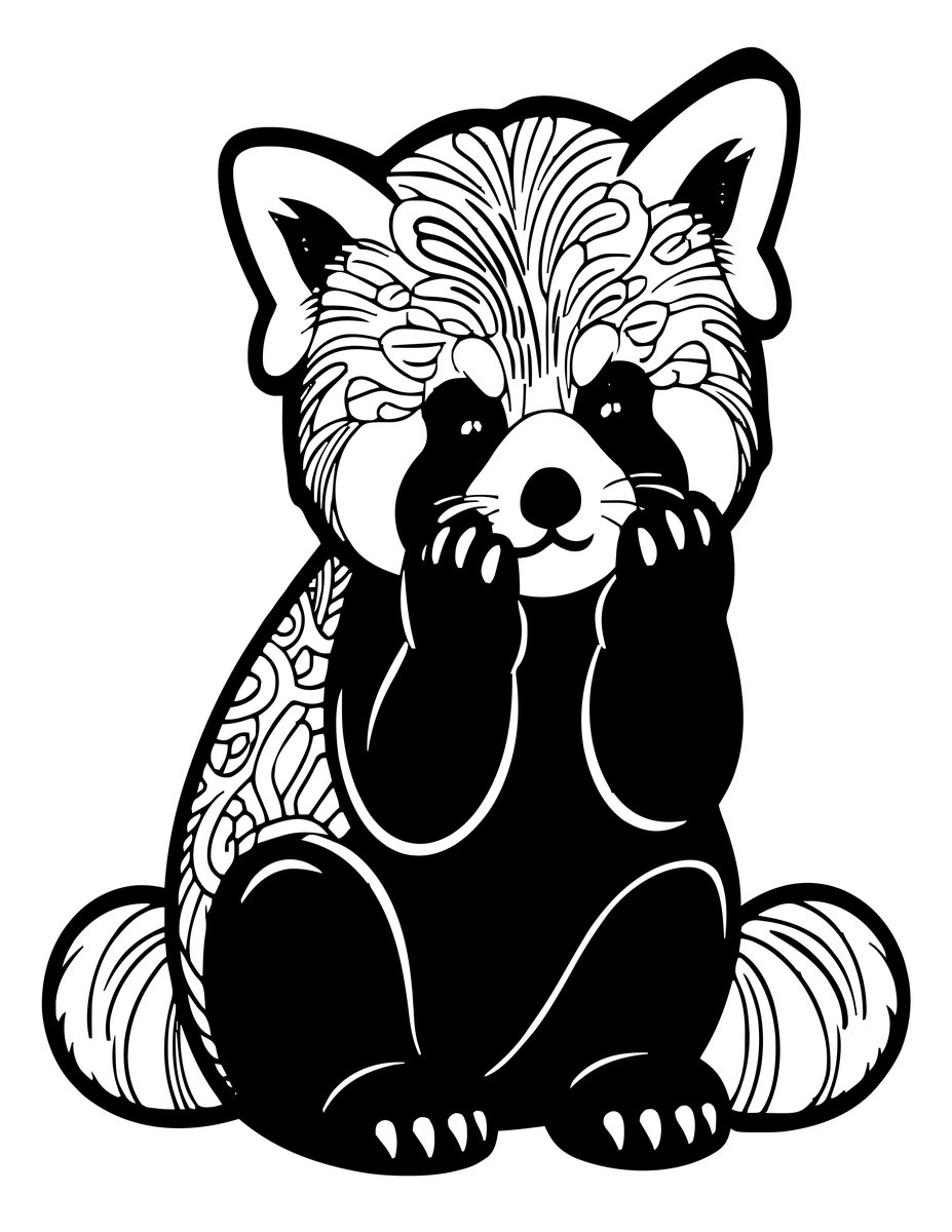 Red Panda Face Wash - free printable coloring page