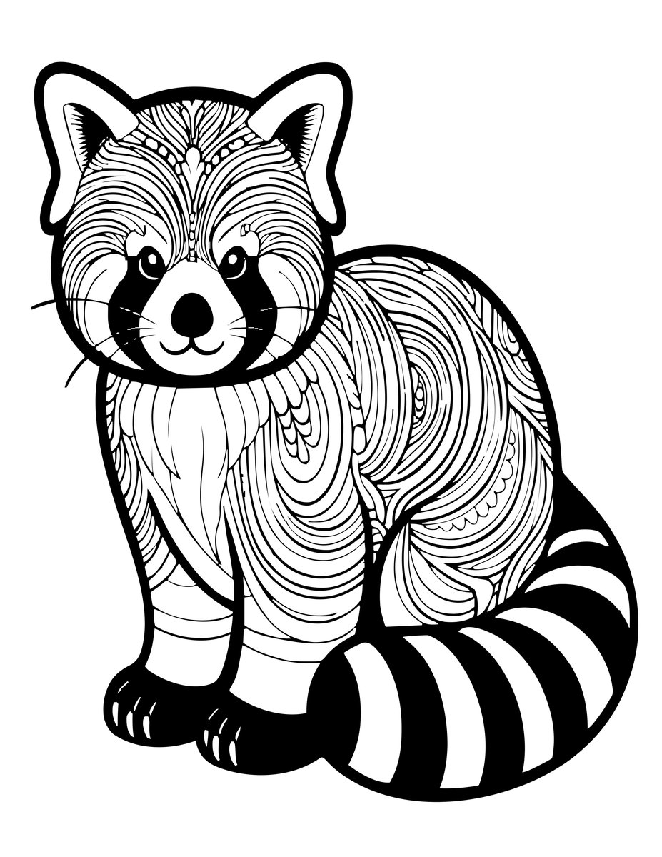 Red Panda Tail - free printable coloring page