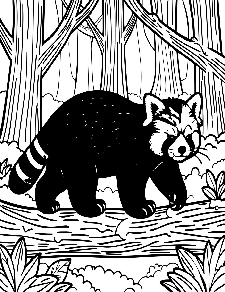 Red Panda Walking - free printable coloring page