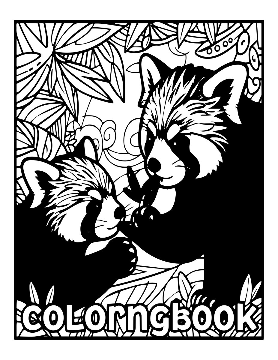 Red Panda and Keeper - free printable coloring page
