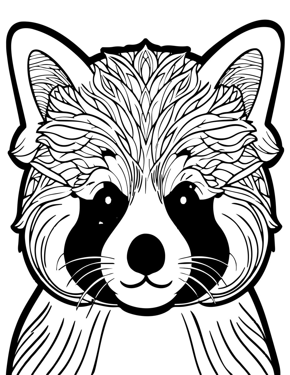 Red Panda Portrait - free printable coloring page