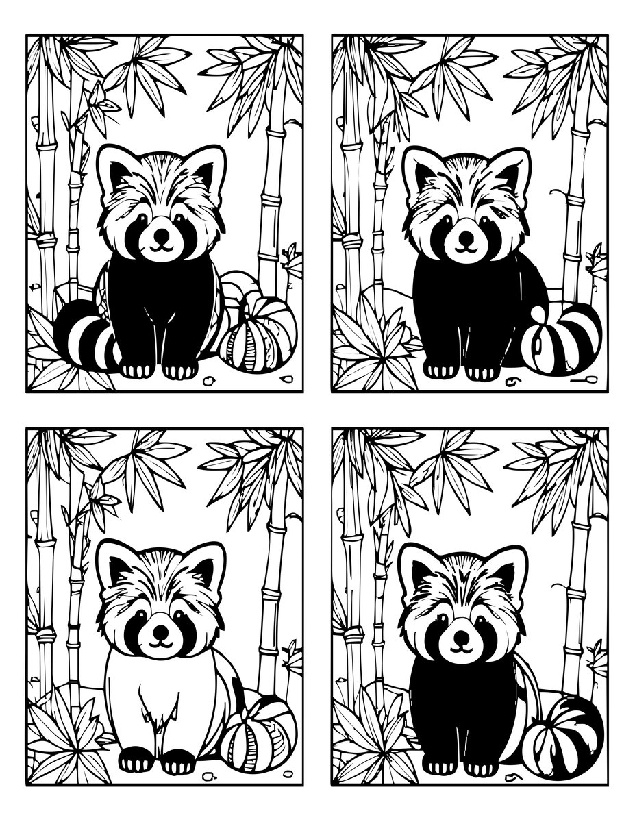 Red Panda Pattern - free printable coloring page
