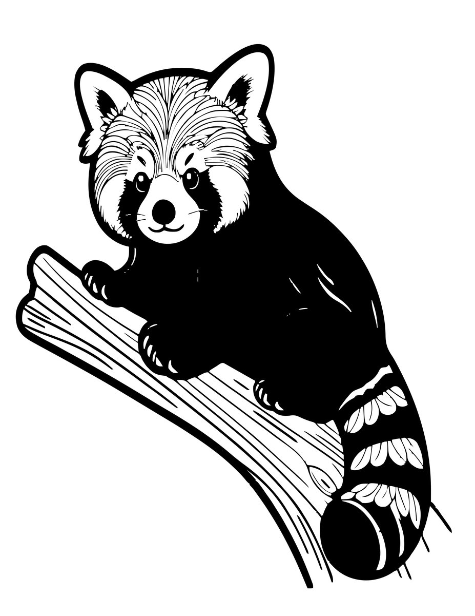 Red Panda Stretch - free printable coloring page