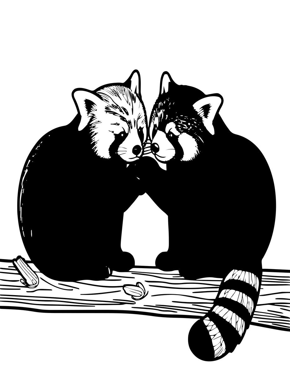 Red Panda Pair - free printable coloring page