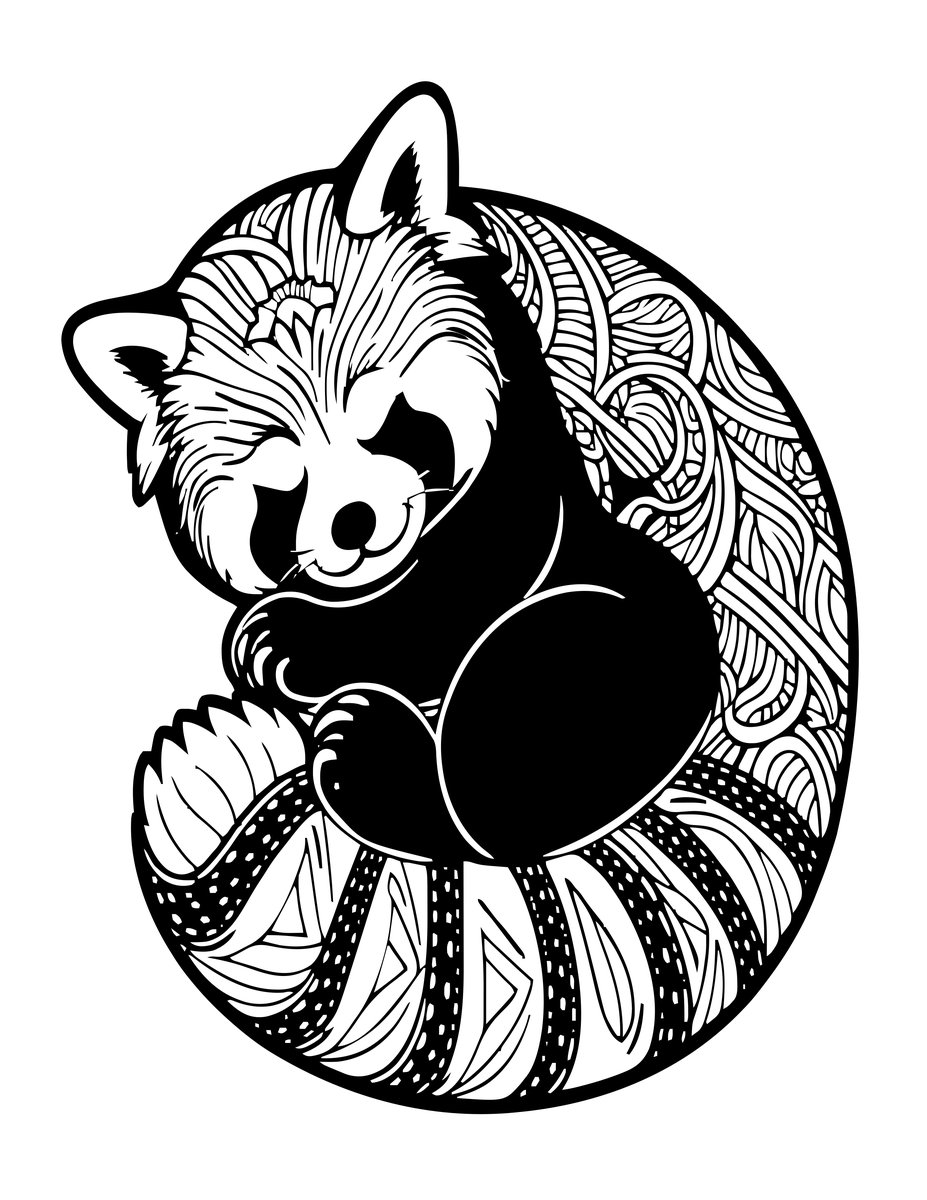 Red Panda Sleeping - free printable coloring page