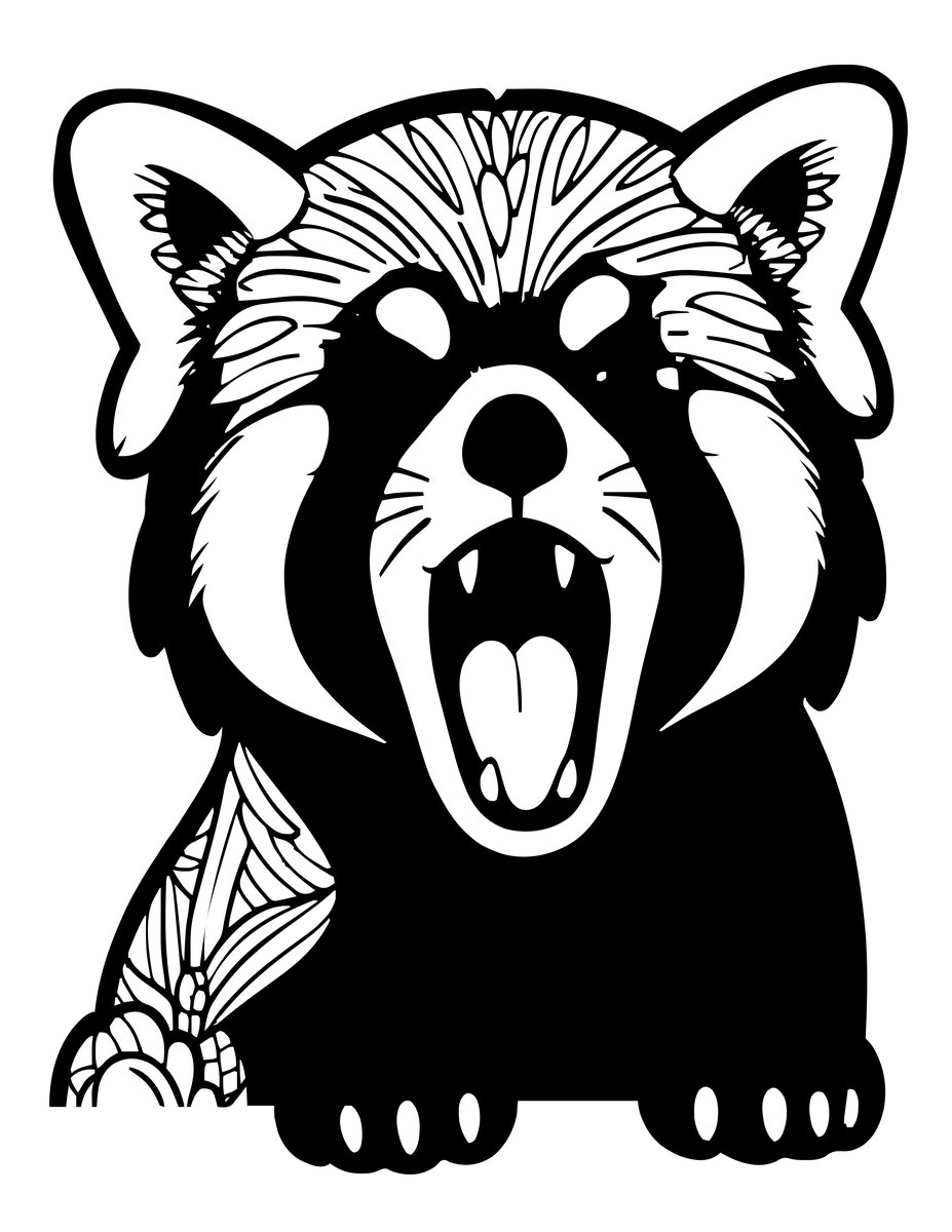 Red Panda Yawn - free printable coloring page