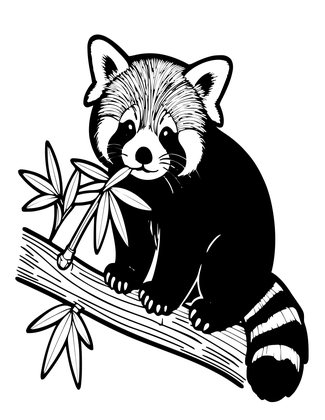 Red Panda in Tree - Free printable coloring page
