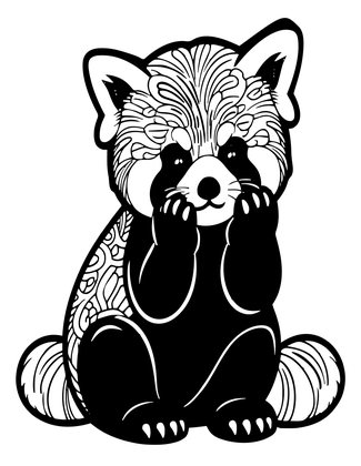 Red Panda Face Wash - Free printable coloring page