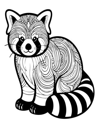 Red Panda Tail - Free printable coloring page