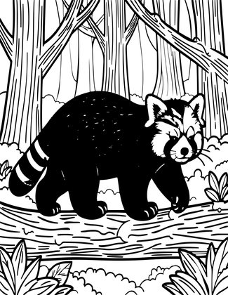 Red Panda Walking - Free printable coloring page