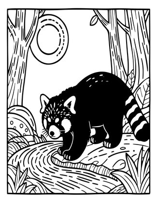 Red Panda at Night - Free printable coloring page