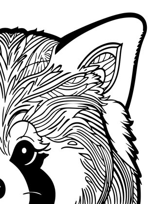 Red Panda Ear - Free printable coloring page