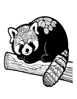 Red Panda in Snow - Free printable coloring page
